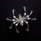 Beaded Christmas Spider Decoration. Blue & Silver Sparkly Christmas Spider