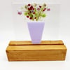 Fused Glass ‘Everlasting Flowers in a Vase’ Tile in a Wooden Stand