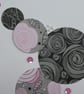 Large Birthday Card - Pink Floral Circles - Image 2