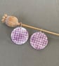 Circle grid enamel earrings in white and purple