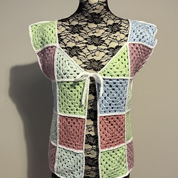 QUIRKY and CUTE Waistcoat, Size 10-12, Colourful Clothes, Unique, Granny Squares
