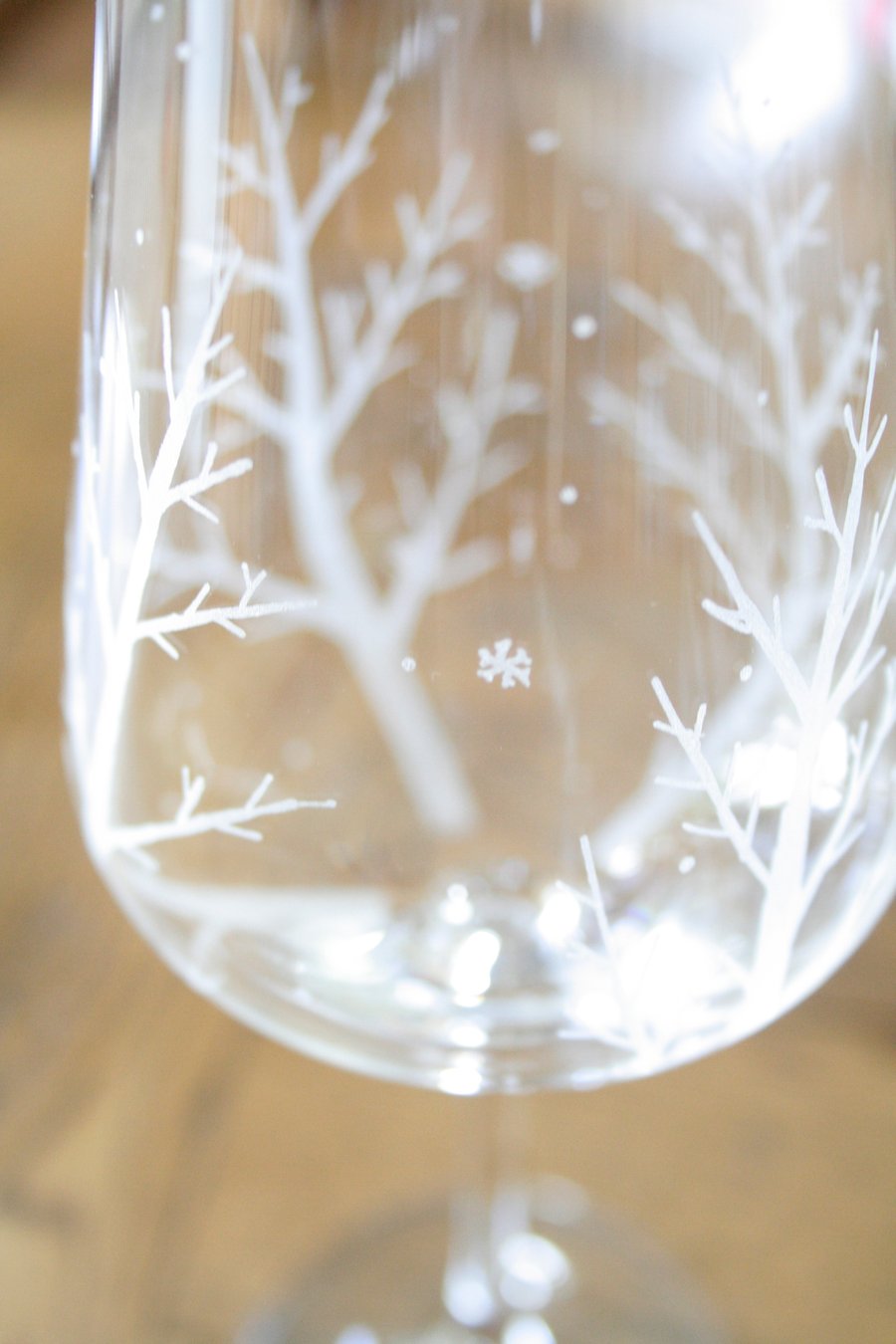 Pair of Christmas Winter Glasses - Hand Engraved Crystal