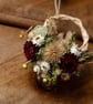 Mini dried flower handmade festive red strawflower wreath hanging