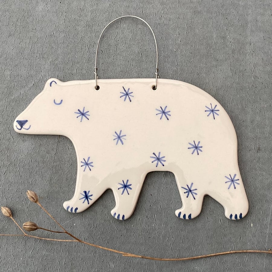 Ceramic Polar Bear (with Star) Decoration