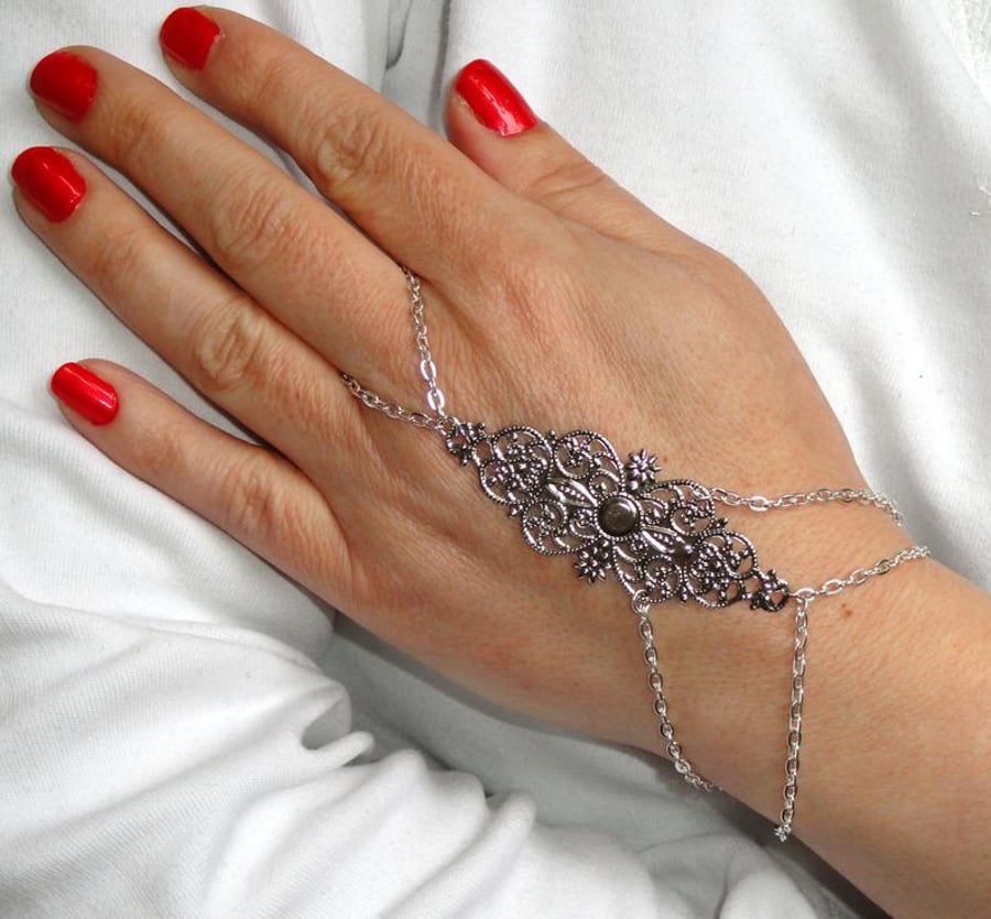 Silver chain filigree slave bracelet