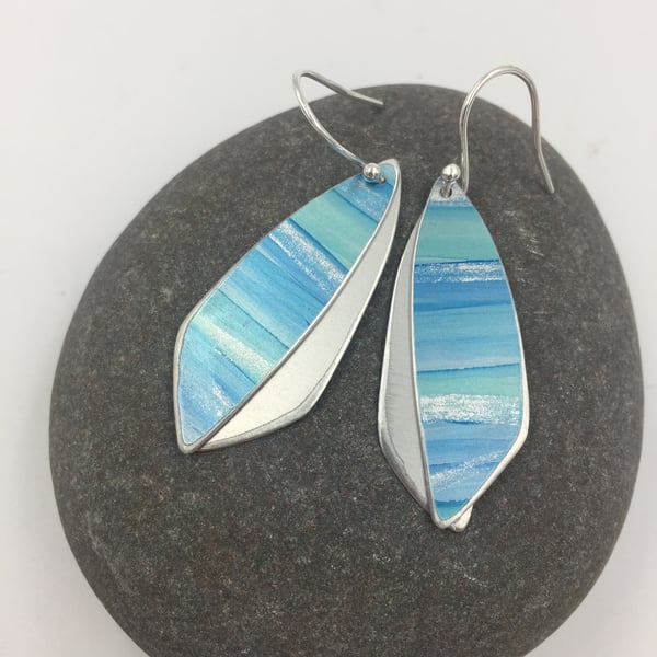  ‘Seascape’ blue, silver and turquoise layered earrings