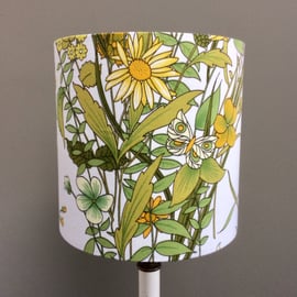 Lemon Lime PAPILLON by Archilia Butterfly Flower Vintage Fabric Lampshade 
