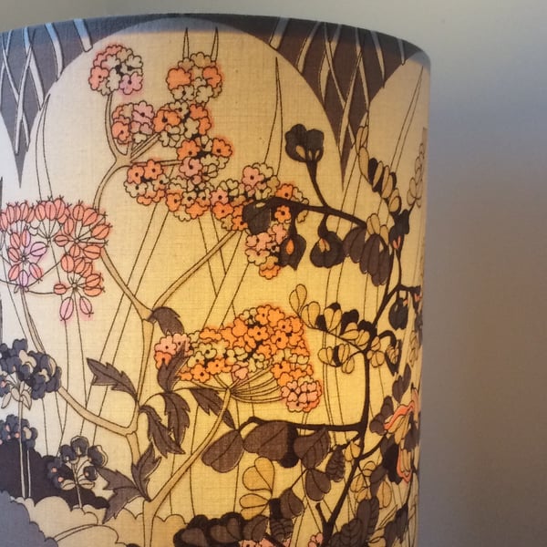 Countryside Bardfield BROWN and PINK Moygashel VIntage Fabric Lampshade option 