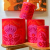 Intense HOT PINK and Red Marrakesh Jonelle RETRO Vintage Fabric Lampshade