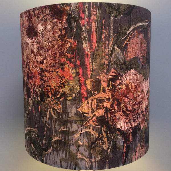 Abstract Mid Century Brown  PRIMITIF lampshade 50s 60s Sanderson Vintage Fabric