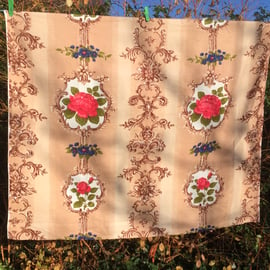 Vintage Fabric Hollywood Regency Mid Century ROSES 50s 60s Cottage Core