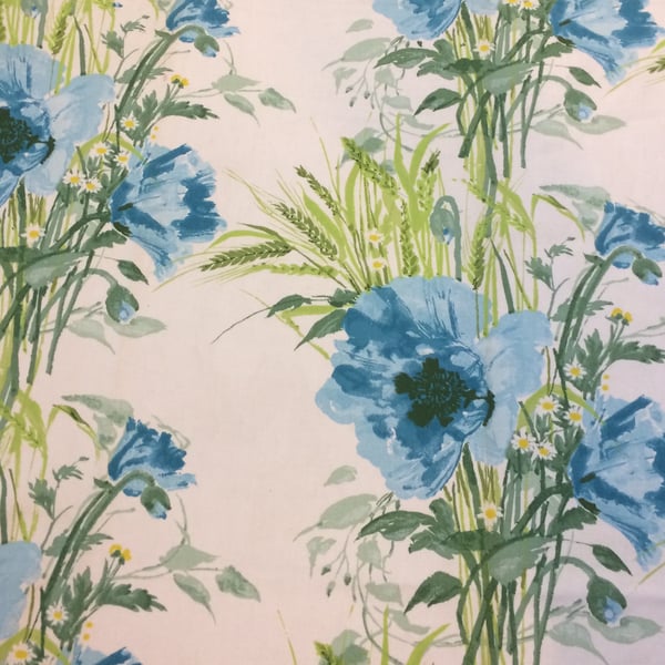 Vintage Fabric Jonelle CARMEN 50s 60s Mid Century Curtain Lime Blue Poppy