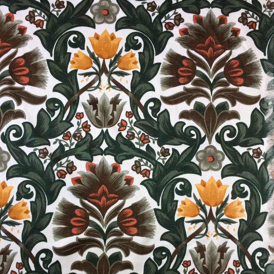 Vintage Fabric Bevis TAUTON 60s Mid Century Retro Art Nouveau Floral