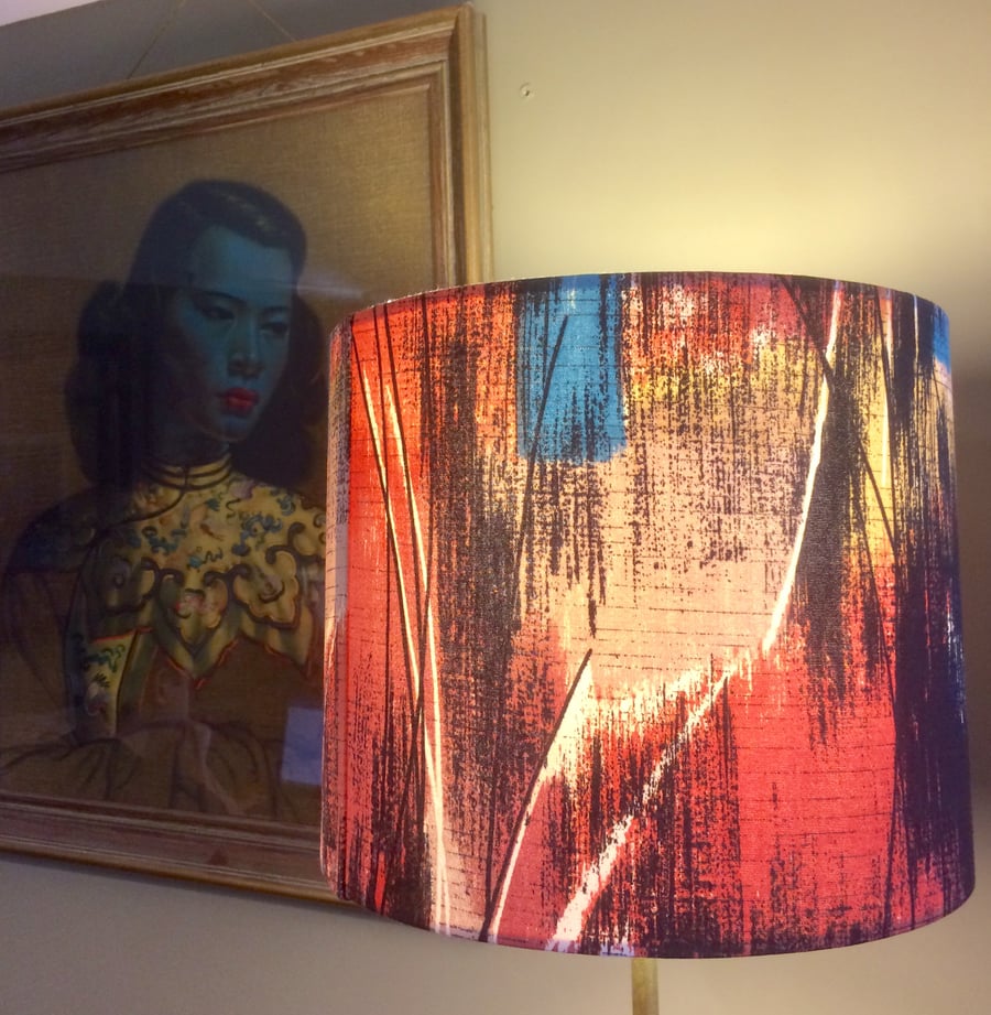 MidCentury FANTASIA Abstract Modernist lampshade Sunlover 50s 60s Vintage fabric