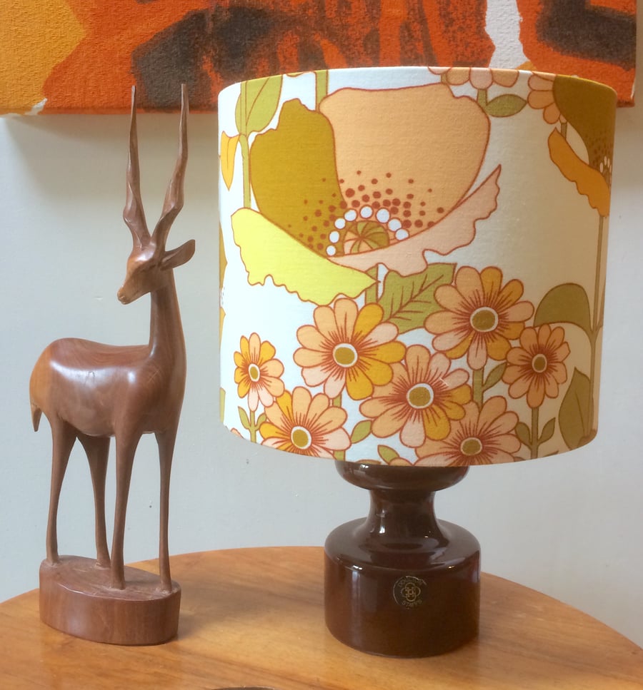 Bright Sunny Summer Floral Rio by Osprey 60s 70s Vintage Fabric Lampshade