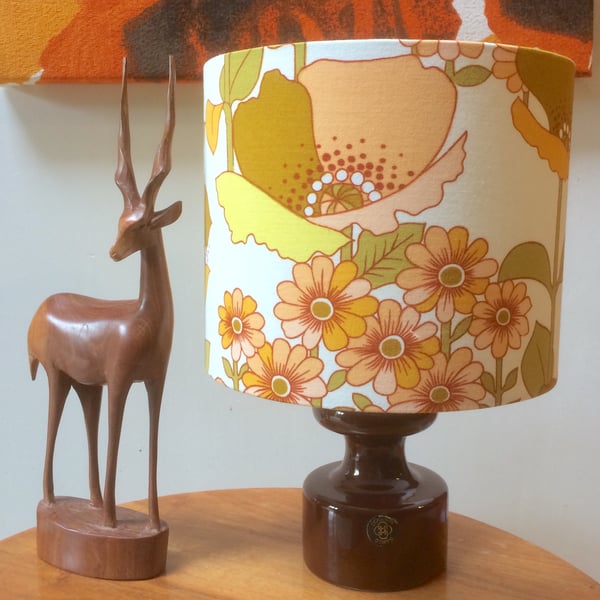 Bright Sunny Summer Floral Rio by Osprey 60s 70s Vintage Fabric Lampshade