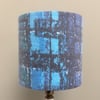 Black and Blue Mid Century 50s 60s Barkcloth Vintage Fabric RETRO Lampshade