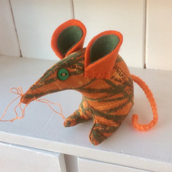 Midcentury Orange Green 50s 60s Vintage fabric Spike the Retro Mouse 