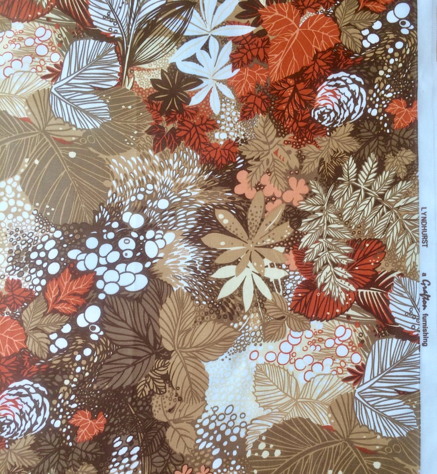 FABric for sale  LYDHURST by Grafton Autumn Brown Orange Leaves