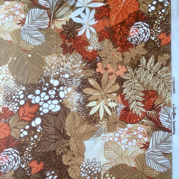 FABric for sale  LYDHURST by Grafton Autumn Brown Orange Leaves