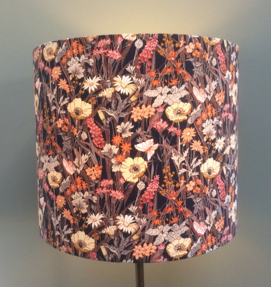 Autumnal Wild Meadow Butterfly Jolie Fleur 70s Vintage Fabric Lampshade option