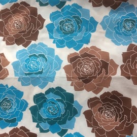 Retro Rose HAVANA Blue and Brown 50s 60s vintage style fabric Lampshade option