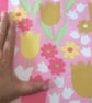 Fun PINK MAGENTA RETRO Tulip Floral Lampshade in 60s 70s Vintage fabric - Image 5