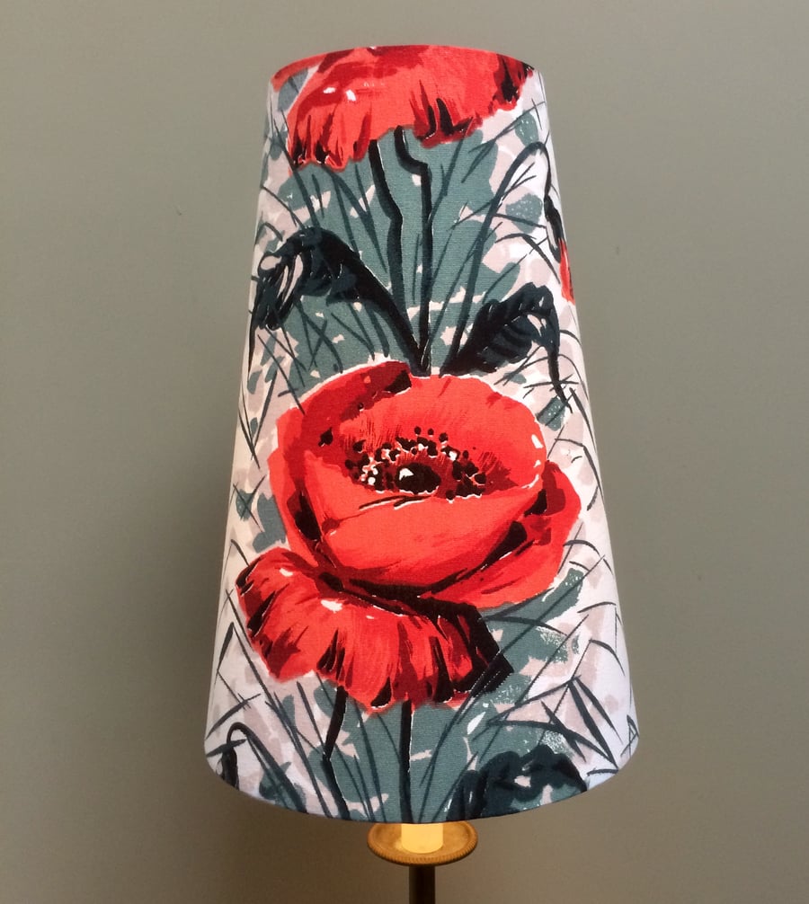 KENT Red Roses 50s Mid Century Modern Fothergay Vintage Fabric Lampshade option 