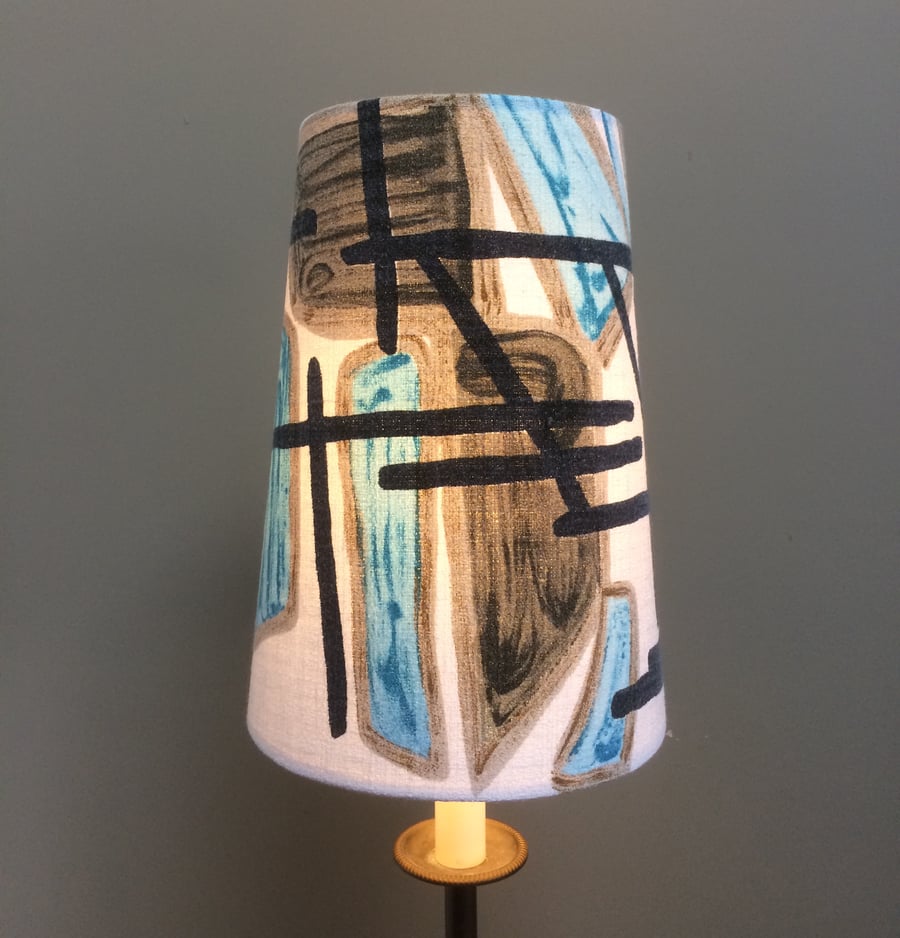 60s 50s ATOMIC GEOMETRIC Mid Century Barkcloth vintage fabric Lampshade option 
