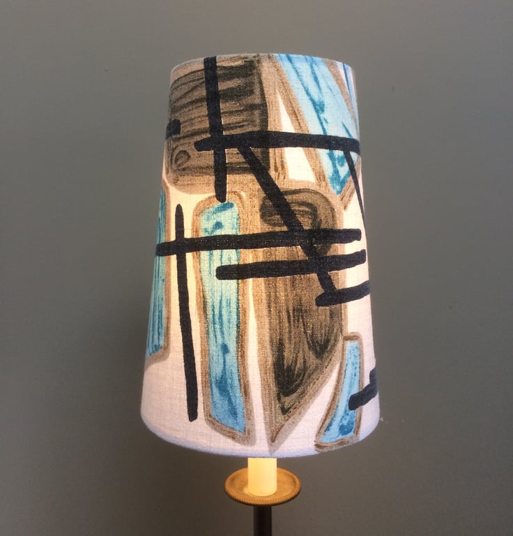 60s 50s ATOMIC GEOMETRIC Mid Century Barkcloth vintage fabric Lampshade option 