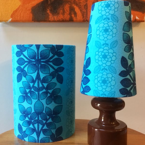 Funky FLOWER POWER  60s Scandi style Barkcloth Vintage  Fabric Lampshade option 