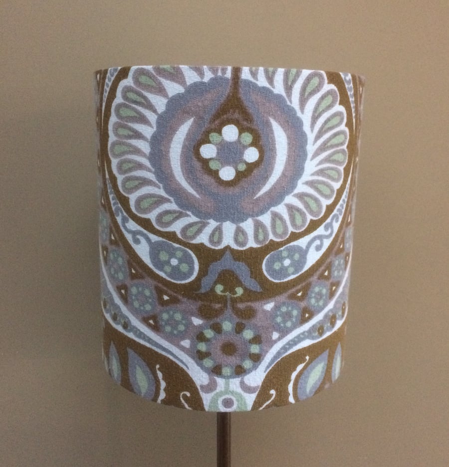 Grey 60s Vintage Barkcloth Fabric Pageant by Jyoti Bhomik  Lampshade option 