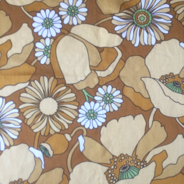 Bold RETRO Floral Lampshade in 60s 70s TATTON Jonelle Mustard  Vintage fabric