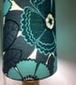 Retro BIG Floral Flower Lampshade 70s 60s BORAS Blue Teal Grey vintage fabric - Image 8
