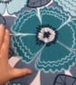 Retro BIG Floral Flower Lampshade 70s 60s BORAS Blue Teal Grey vintage fabric - Image 6