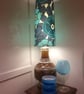 Retro BIG Floral Flower Lampshade 70s 60s BORAS Blue Teal Grey vintage fabric - Image 4