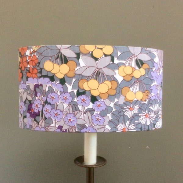 Grey Yellow Lilac Summertime by Pat Albeck vintage fabric Lampshade option
