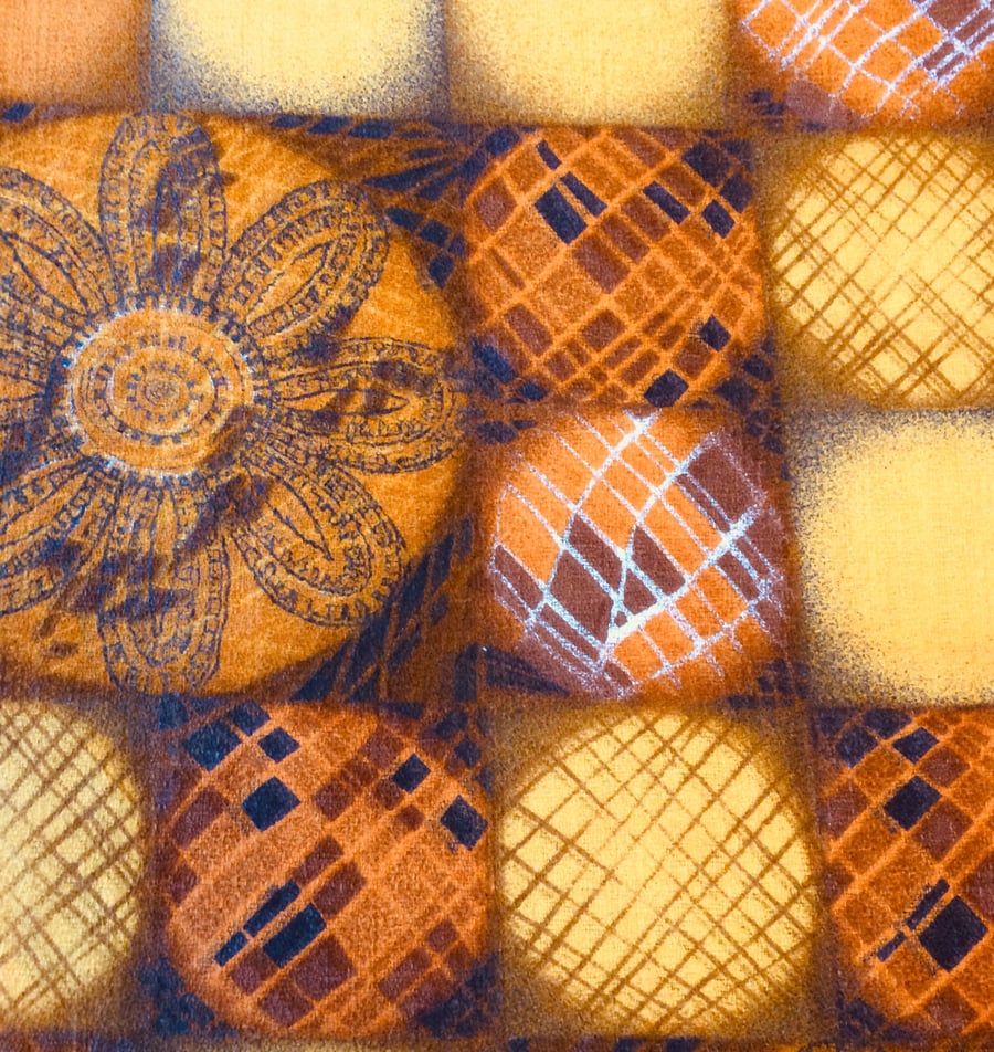 Orange Mid Century Circles Flower 50s 60s Barkcloth vintage fabric Lampshade 
