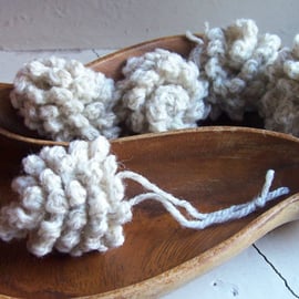 Crochet pinecone tree decoration in wool yarn