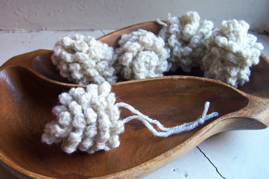Crochet pinecone tree decoration in wool yarn