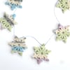 Pastel striped Christmas snowflake felt bunting - 100% Lambswool garland 