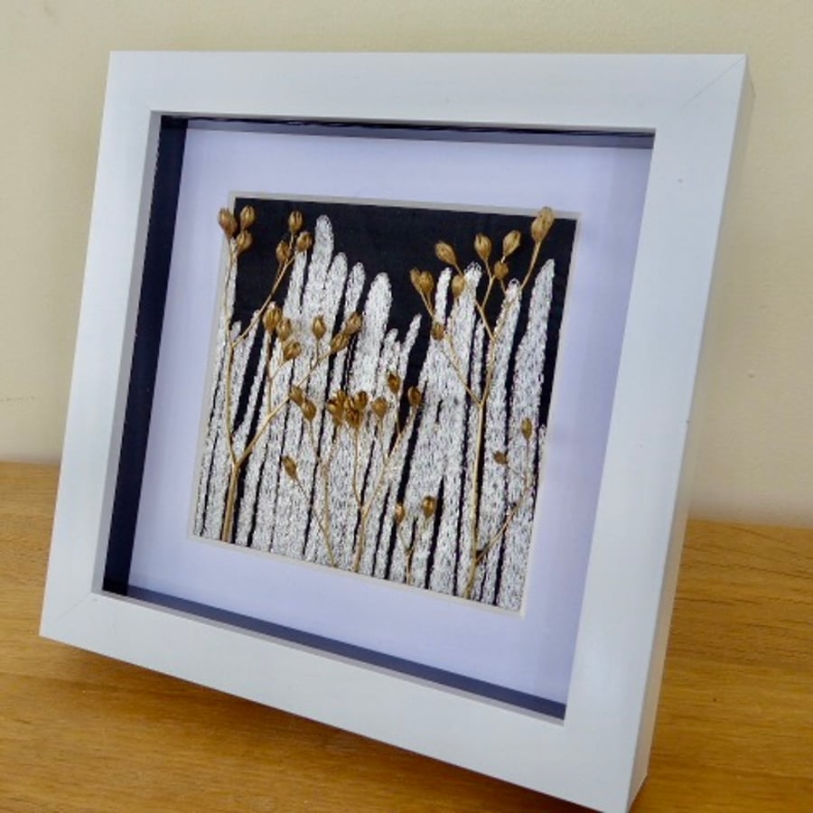 Dramatic Metallic Gold and Silver Grasses Modern 6" x 6" 