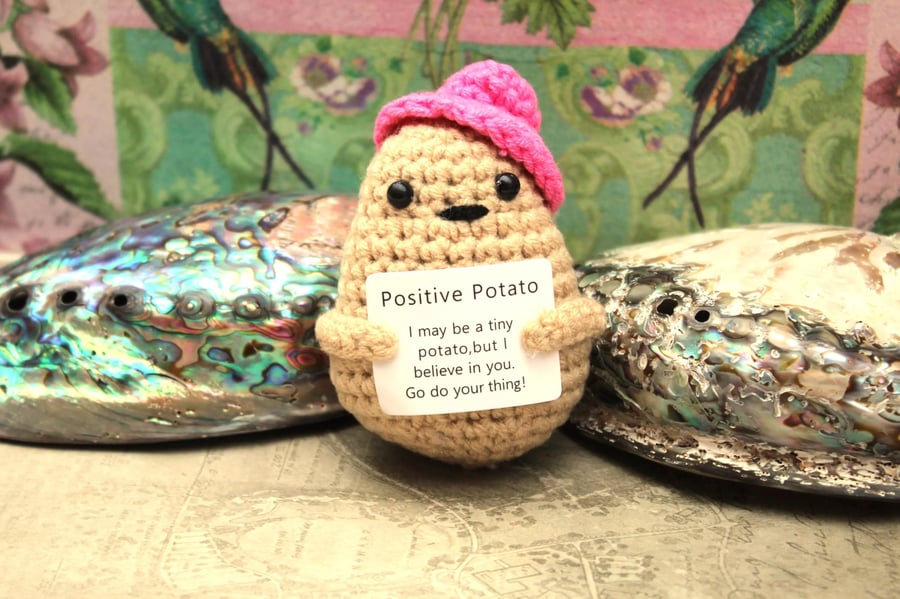 Positivity Potato:  Gift for Optimism - Handmade Crocheted Potato