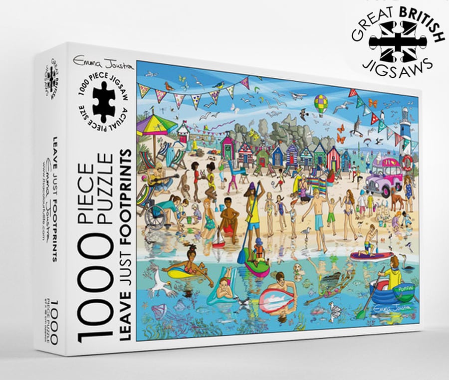 Leave just footprints 1,000 piece jigsaw puzzle designed and made in the UK