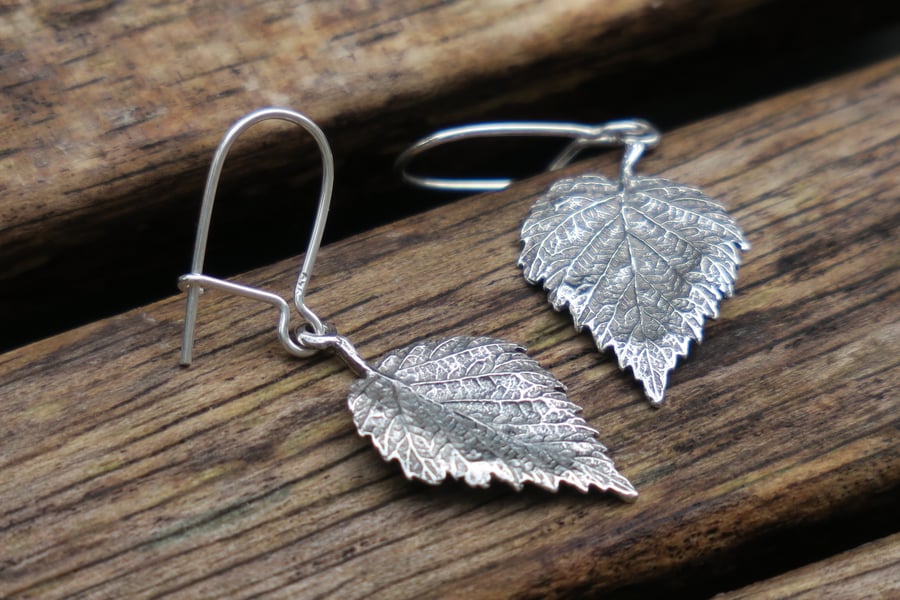 Leaf Earrings, Silver Leaf Earrings, Sterling Silver Dangle Earrings