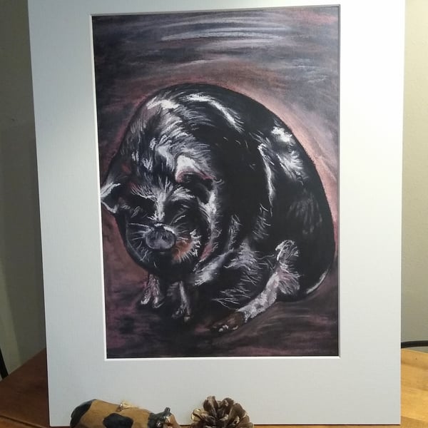 A4 Signed Print of an original Pastel Drawing of a Pig