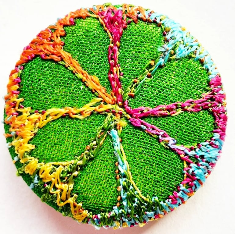 Buttons 1 inch button Hand Dyed Silks and Cottons Free Machine Embroidery Button