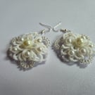 Handmade White Lace Pearl Earrings – Bridal Tatting Jewellery