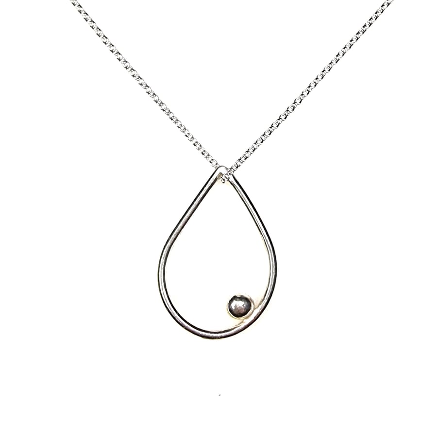 Silver Iris teardrop necklace - large