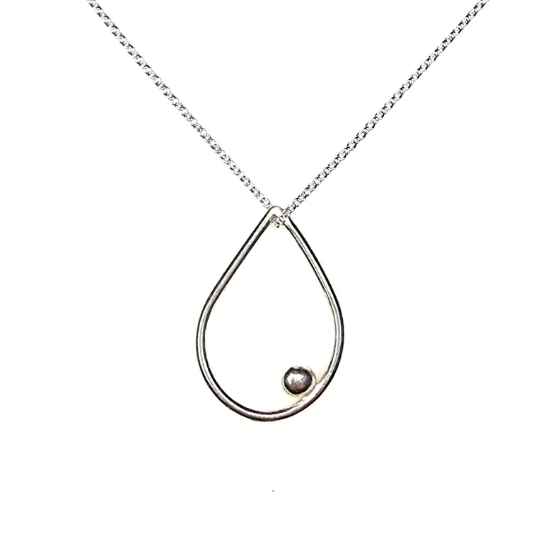 Silver Iris teardrop necklace - large